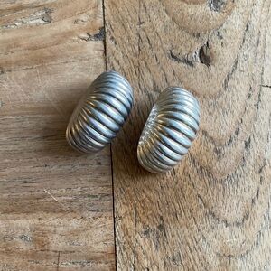 Vintage Marjorie Baer SF Silver Oversized Clip-On Earrings